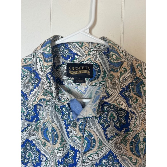 CREMIEUX Premium Denim Long Sleeve Button Down Shirt Men's Medium Paisley Print - Picture 2 of 9